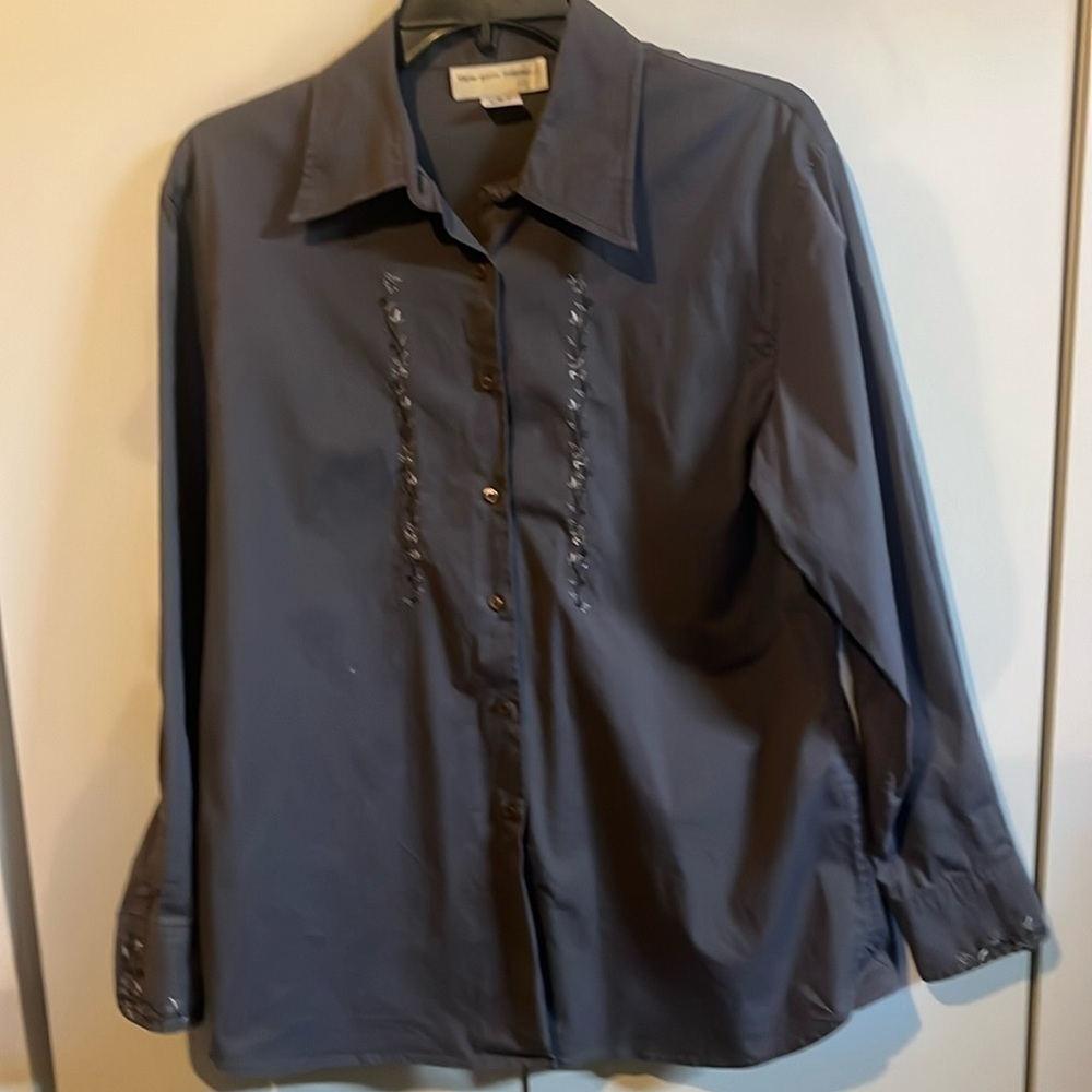 Three Girls Running Embroidered Button-Down Shirt Size 10